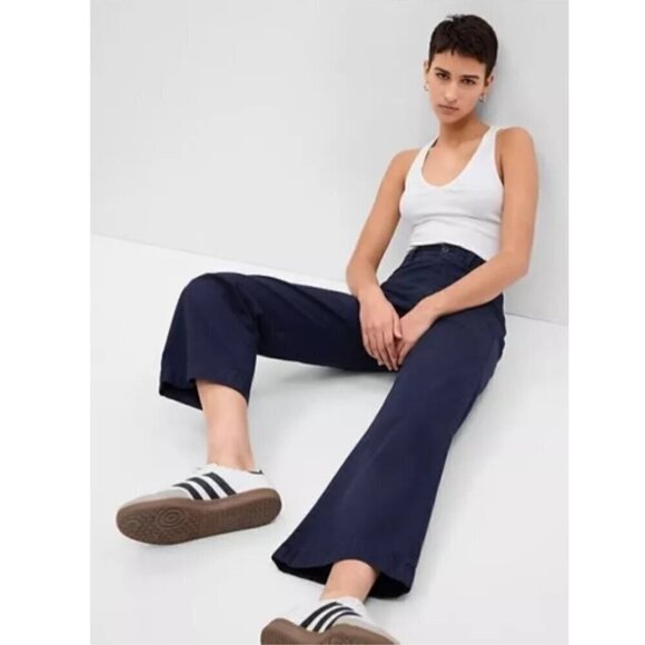 GAP High Rise Stride Khakis Wide Leg STREETWEAR Navy Blue Y2k Size 14TALL RT $80 - Picture 3 of 7